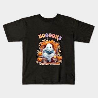 Funny Halloween Cute Ghost Book Reading School Teacher Kids T-Shirt